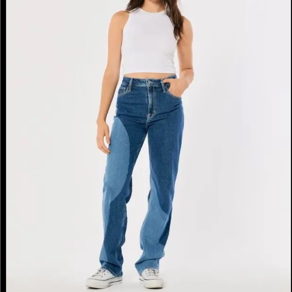 Hollister Women's two toned ultra high-rise dad jean
